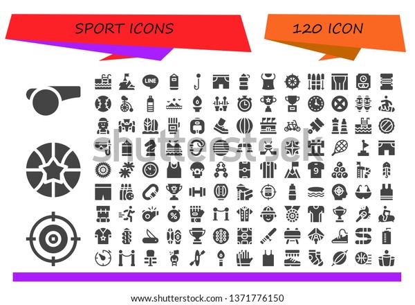 sport icon
set. 120 filled sport icons.  Simple modern icons about  - Whistle,
Target, Basketball, Swimming pool, Goal, Line, Punching bag, Hook,
Shorts, Bottle, Abs, Wheel,
Ski