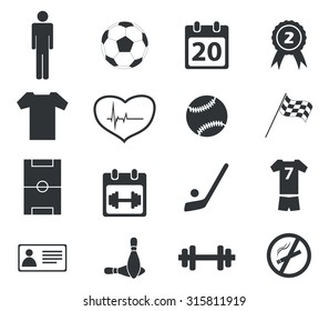 Sport icon set 2, simple black image, on white background