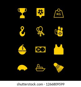 sport icon set about winner, fishing, billiard and yacht vector set