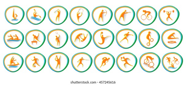 Sport Icon Set Athlete Competition Collection Vector Illustration