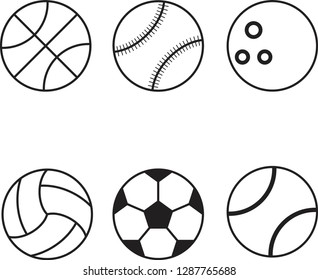 Sport icon set. Ball vector.