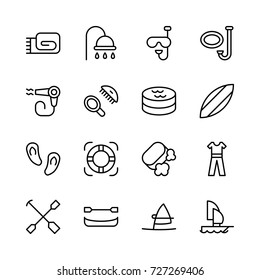 Sport  icon set. Collection of high quality outline pool pictograms in modern flat style. Swimming black pool symbol for web design and mobile app on white background. Diving line logo.