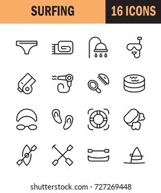 Sport  icon set. Collection of high quality outline pool pictograms in modern flat style. Swimming black pool symbol for web design and mobile app on white background. Diving line logo.