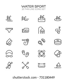 Sport  icon set. Collection of high quality outline pool pictograms in modern flat style. Swimming black pool symbol for web design and mobile app on white background. Diving line logo.