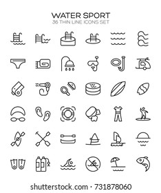 Sport  icon set. Collection of high quality outline pool pictograms in modern flat style. Swimming black pool symbol for web design and mobile app on white background. Diving line logo.