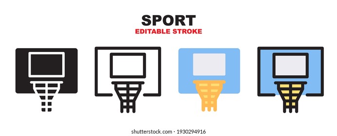 Sport icon set with different styles. Colored vector icons designed in filled, outline, flat, glyph and line colored. Editable stroke and pixel perfect. Can be used for web, mobile, ui and more.