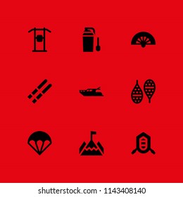sport icon set. fan, proteins and yatch vector icon for graphic design and web