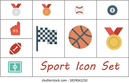 Icono deportivo conjunto de ilustración vectorial de estilo plano. 