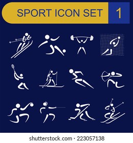 Sport icon set. Flat style. Vector illustration