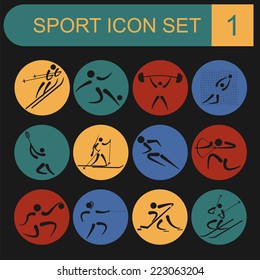 Sport icon set. Flat style. Vector illustration