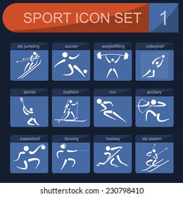 Sport icon set. Flat style. Vector illustration