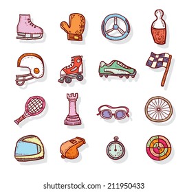Sport icon set, Hand drawn vector illustration