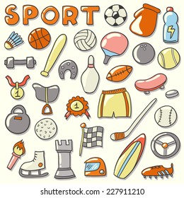 Sport icon set. Hand drawn vector illustration.