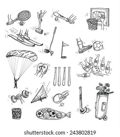 Sport icon set, Hand drawn vector illustration