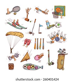 Sport icon set, Hand drawn vector illustration
