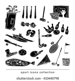 Sport icon set, Hand drawn vector illustration