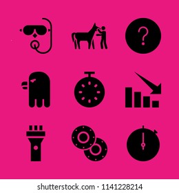 sport icon set. With hawk, horse and timer  vector icons for graphic design and web