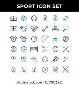 sport icon set include football, tennis, medal, bowling, basketball, timer,equipment,award,bodybuilding,rugby,barbell,baseball,badminton