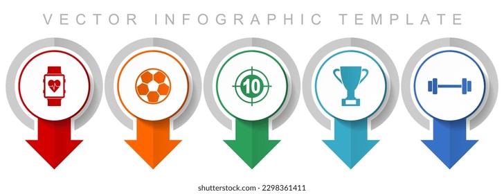 Sport icon set, miscellaneous pointer icons such as smartwatch, football, darts, cup and fitness for webdesign and mobile applications, modern design infographic vector template