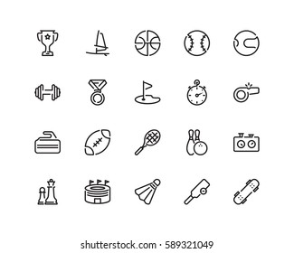 Sport icon set, outline style