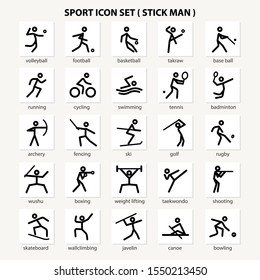 Sport Icon Set Stick Man Vector Stock Vector (Royalty Free) 1550213450 ...