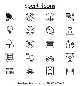 Sport icon set in thin line style
