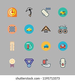 sport icon set. vector set about paragliding, air pump, climbing and timer icons set.