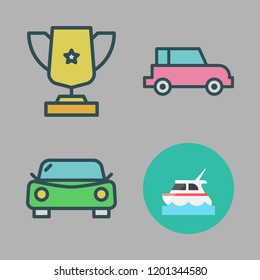 sport icon set. vector set about car, trophy and yacht icons set.
