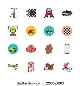 sport icon set. vector set about sailboat, trophy, motorbike and compress icons set.