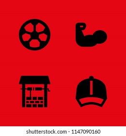 sport icon set. well, football and cap vector icon for graphic design and web