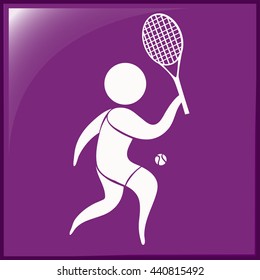 Sport icon for tennis on purple illustration