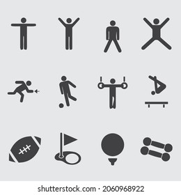 sport icon vector design. isolated icons sport - fitness. Fitness exercise, sports workout training illustration – stock vector