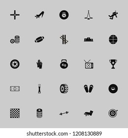 sport icon. sport vector icons set football cup, beach sneakers, skiing and target