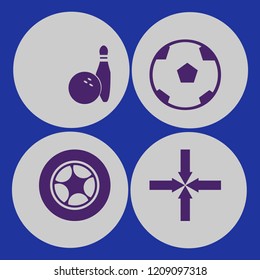 sport icon. sport vector icons set soccer ball, car wheel, arrows center and bowling ball pin