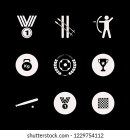sport icon. sport vector icons set trophy cup, baseball, skiing and archer
