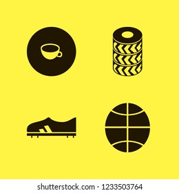 sport icon. sport vector icons set football shoe, car wheels, cup and basketball ball