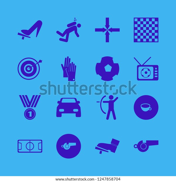 sport icon. sport vector icons set target, football\
tv match, car and cup