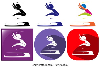 Sport icons of athelte doing long jump illustration