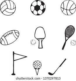 Sport icons  - ball, tennis, football, volleyball, basketball, baseball- vector set illustration