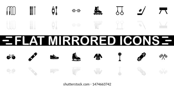 Sport icons - Black symbol on white background. Simple illustration. Flat Vector Icon. Mirror Reflection Shadow. Can be used in logo, web, mobile and UI UX project.