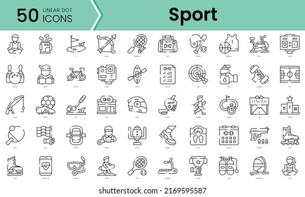 sport Icons bundle. Linear dot style Icons. Vector illustration