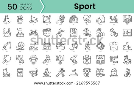 sport Icons bundle. Linear dot style Icons. Vector illustration