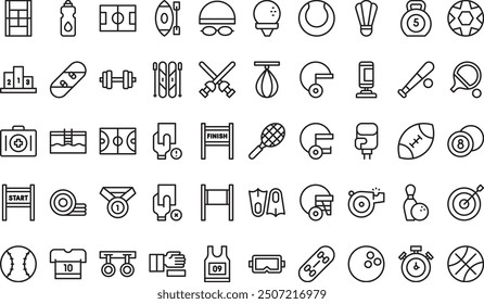 Sport icons collection is a vector illustration with editable stroke.