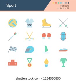 Sport icons. Flat design collection 27. For presentation, graphic design, mobile application, web design, infographics. Vector illustration.
