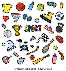 Sport icons. Hand drawn sport doodle set.