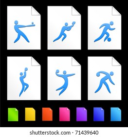 Sport Icons on Colorful Paper Document Collection Original Illustration