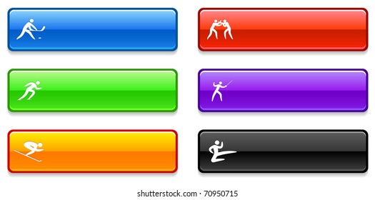 Sport Icons on Long Button Collection Original Illustration