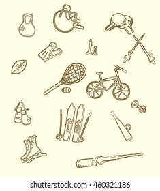 Sport Icons pattern hand drawing