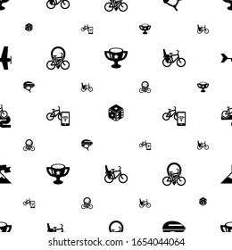 sport icons pattern seamless. Included editable filled award, dice, Helmet, Bike rental, Smart bike, Bike Child seat, tour, attainment icons. sport icons for web and mobile.