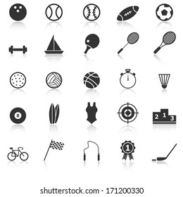 Sport icons with reflect on white background, stock vector